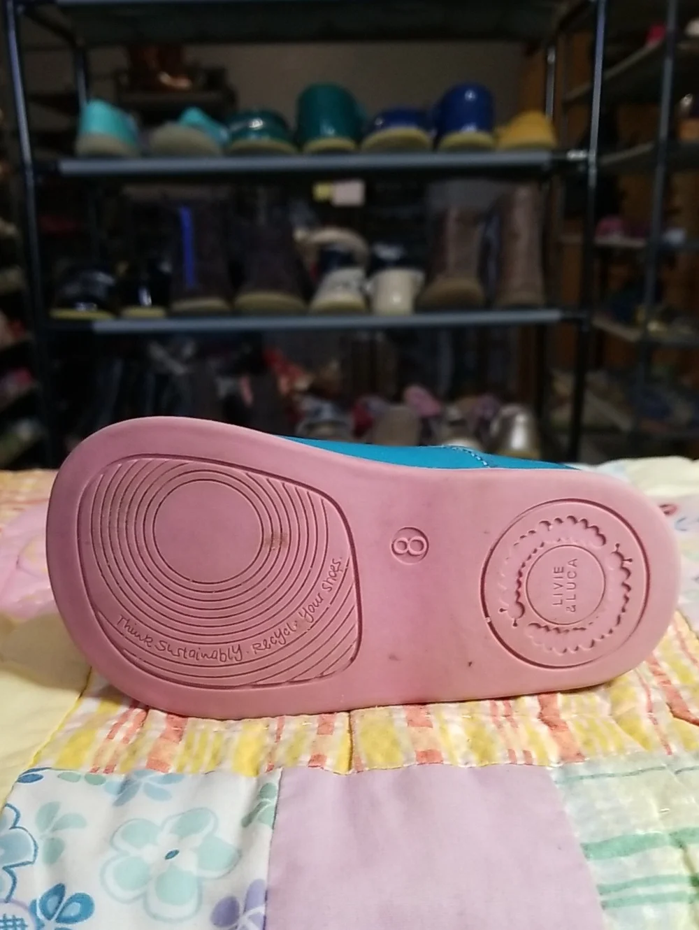 Matilda Jane Teal Blue Mary Janes with Pink Soles Size 8 Livie & Luca Astrid